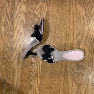 Pink black tie bow mules 7.5  worn once